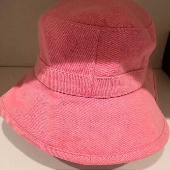 Chanel 21S Pink Yellow CC Logo Denim Cotton Cloche Sun Bucket Hat